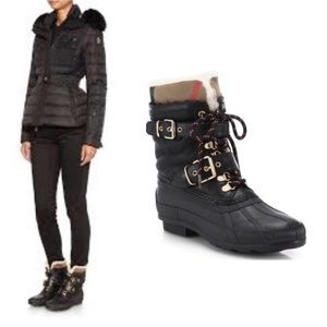 BURBERRY Windmere Duck Boot House Check Black Sz 7